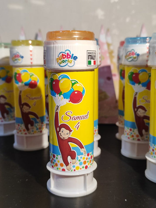 Bolle di sapone personalizzabili gadget ricordino fine festa compleanno curioso come george