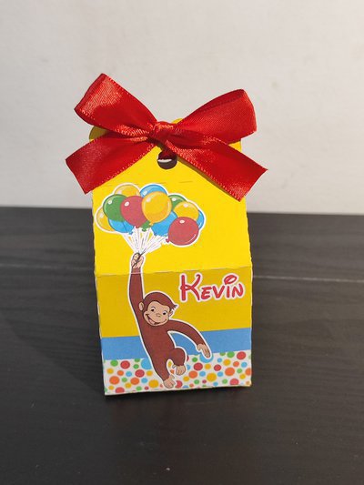 Scatolina scatola box decorazione festa compleanno curioso come george caramelle confetti scatoline