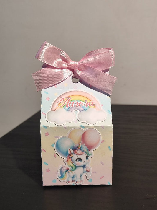 Scatolina decorazione festa unicorno nascita battesimo confetti caramelle