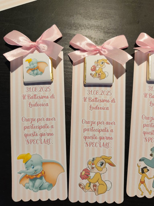 Segnaposto cioccolatino cioccolatini dumbo missbunny piccolo principe coniglietto battesimo nascita evento